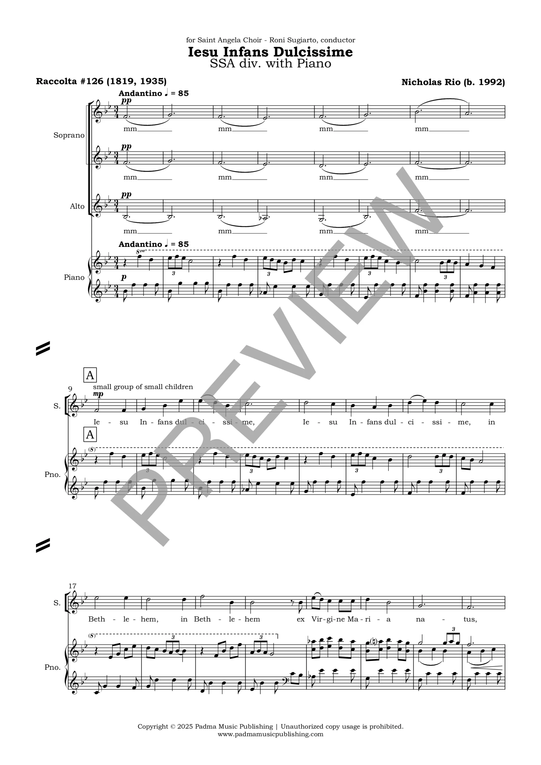 Iesu Infans Dulcissime (Nicholas Rio) PREVIEW 1